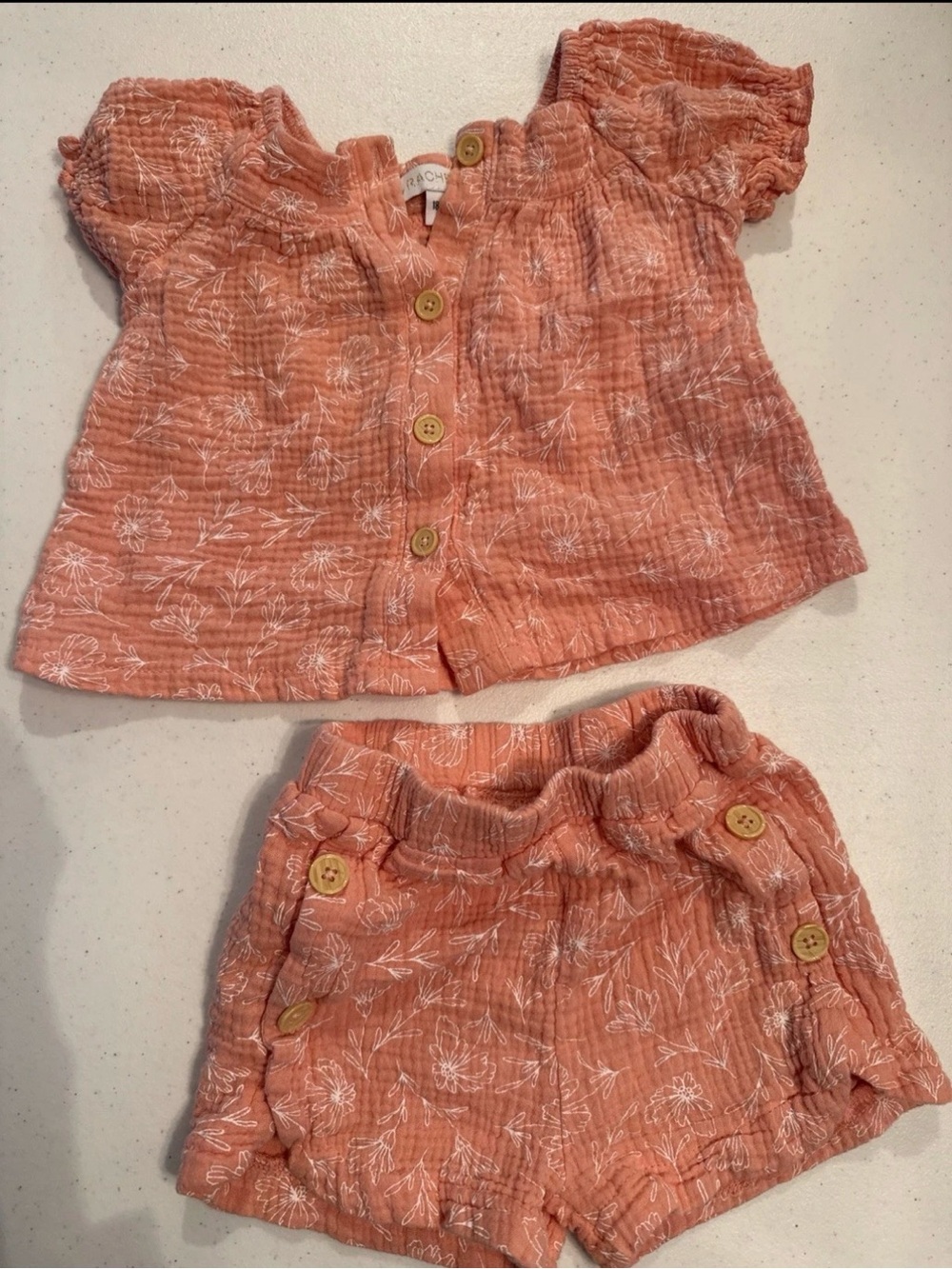 Rachel Zoe Peach Floral Baby Top